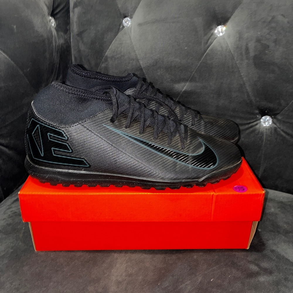 Nike Mercurial Superfly 6 Academy TF Black Soccer Cleats Mens 9 FQ8317-002 Turf
